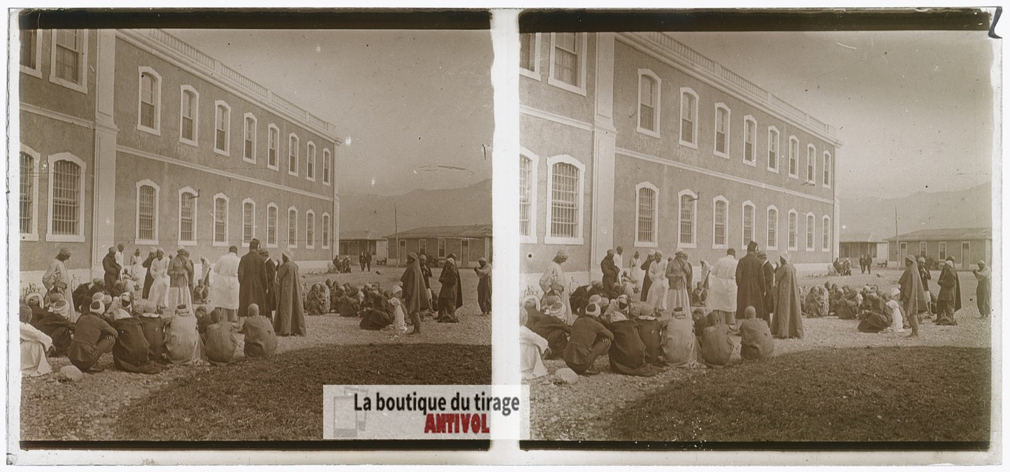 Tripoli, Liban, plaque de verre, photo ancienne stéréo 6x13 cm