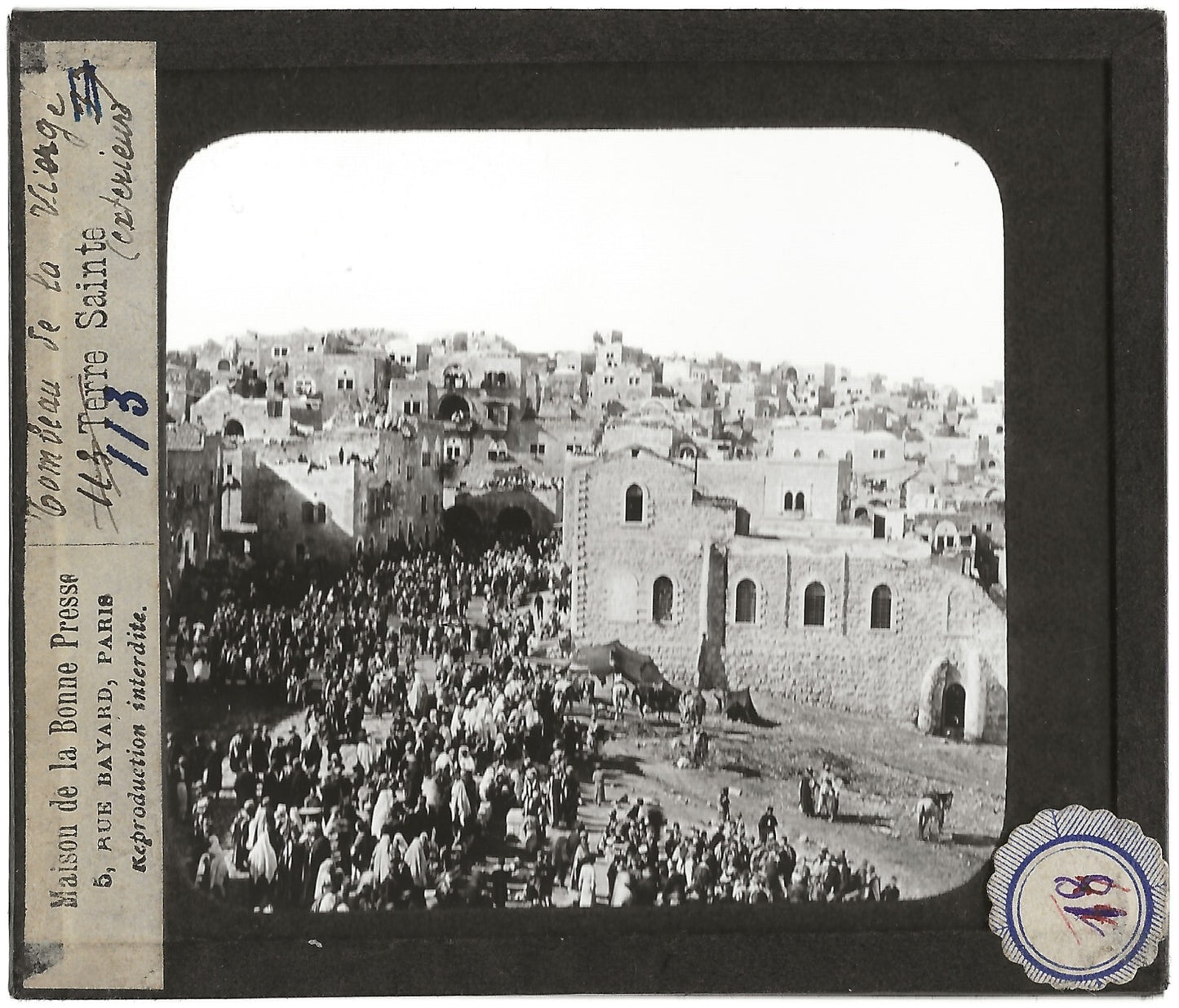 Bethléem, Cisjordanie, photo ancienne plaque de verre, positif 8,5x10 cm