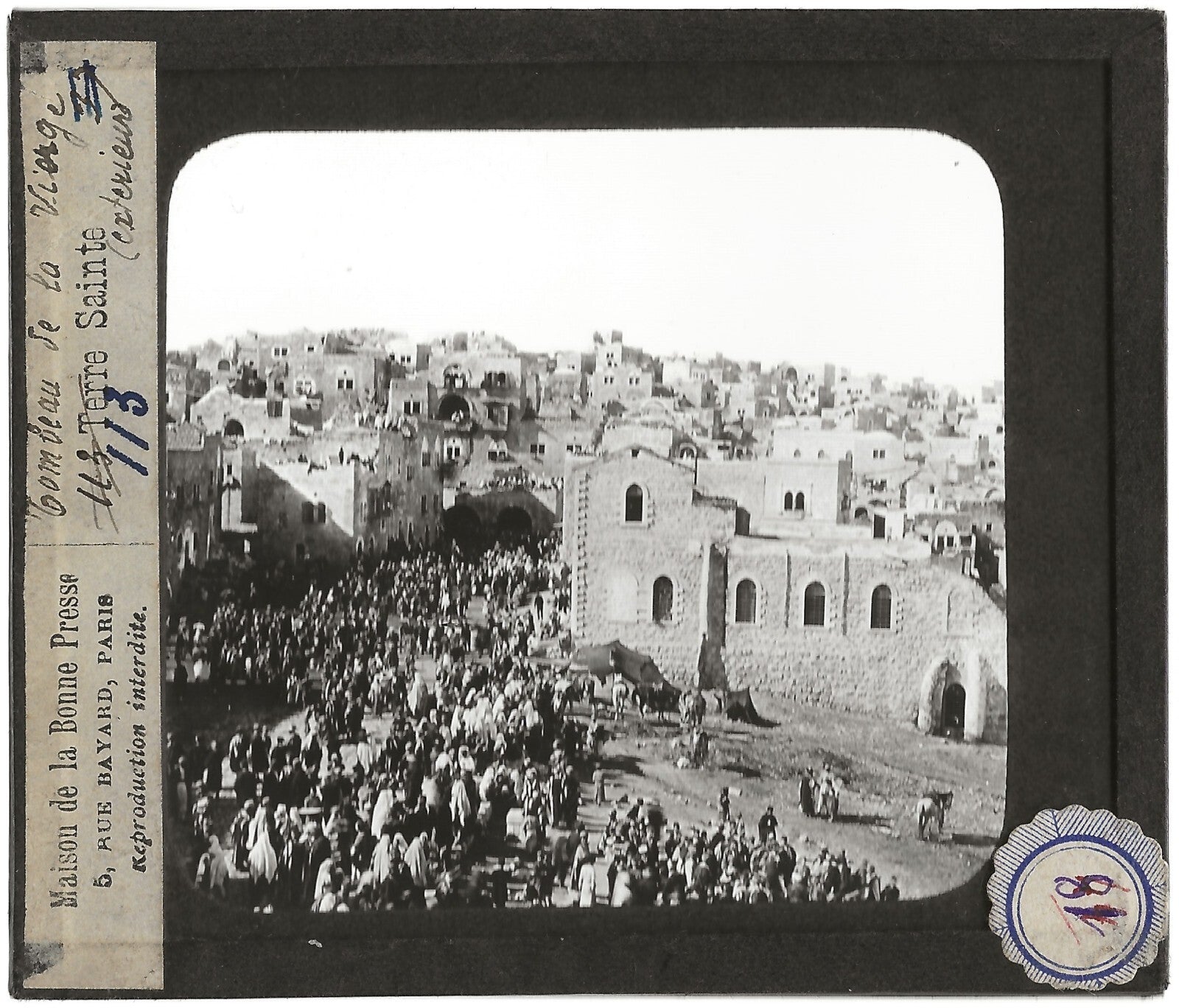 Bethléem, Cisjordanie, photo ancienne plaque de verre, positif 8,5x10 cm