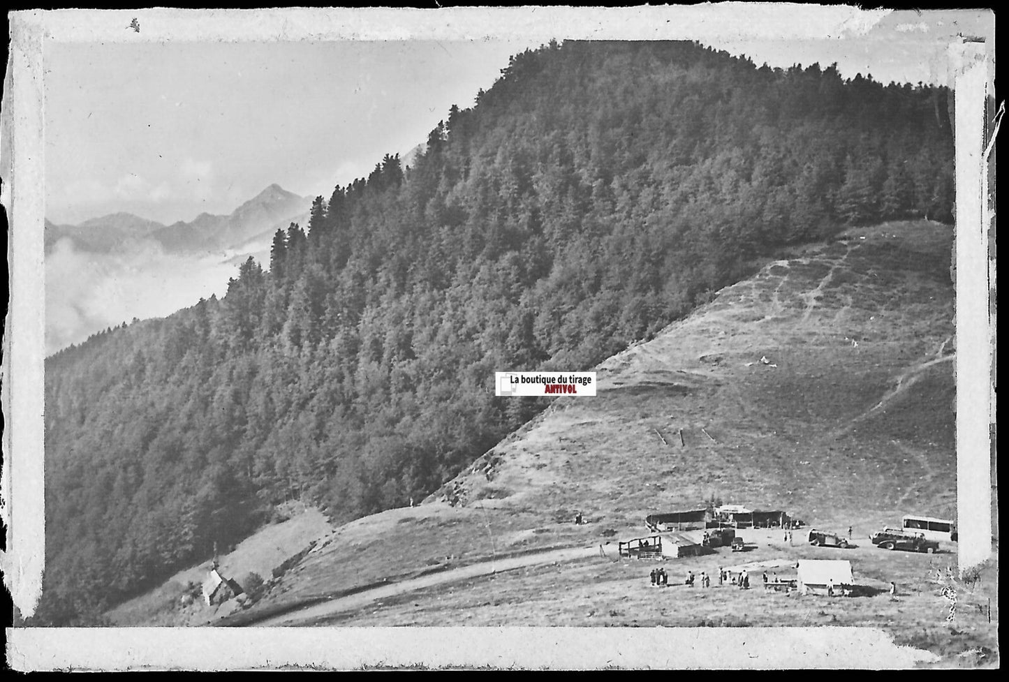 Col d'Aspin, montagne, Plaque verre photo ancienne, négatif noir & blanc 6x9 cm