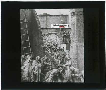 Jésus tombe pour la 2eme fois, photo plaque verre, noir & blanc, 8,5x10 cm