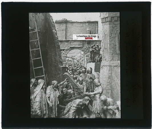 Jésus tombe pour la 2eme fois, photo plaque verre, noir & blanc, 8,5x10 cm
