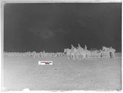 Camp militaire Meucon, Plaque verre photo ancienne, négatif noir & blanc 9x12 cm