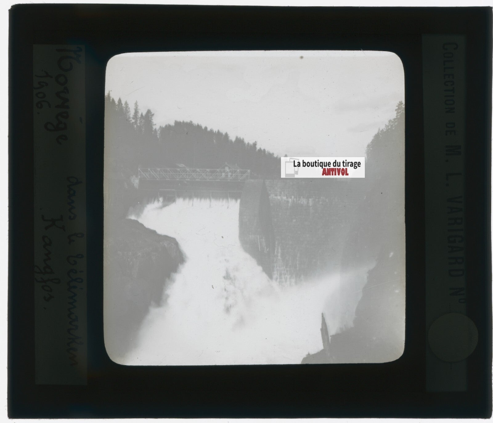 Telemark, Norvège, photo plaque de verre, noir & blanc, positif 8,5x10 cm