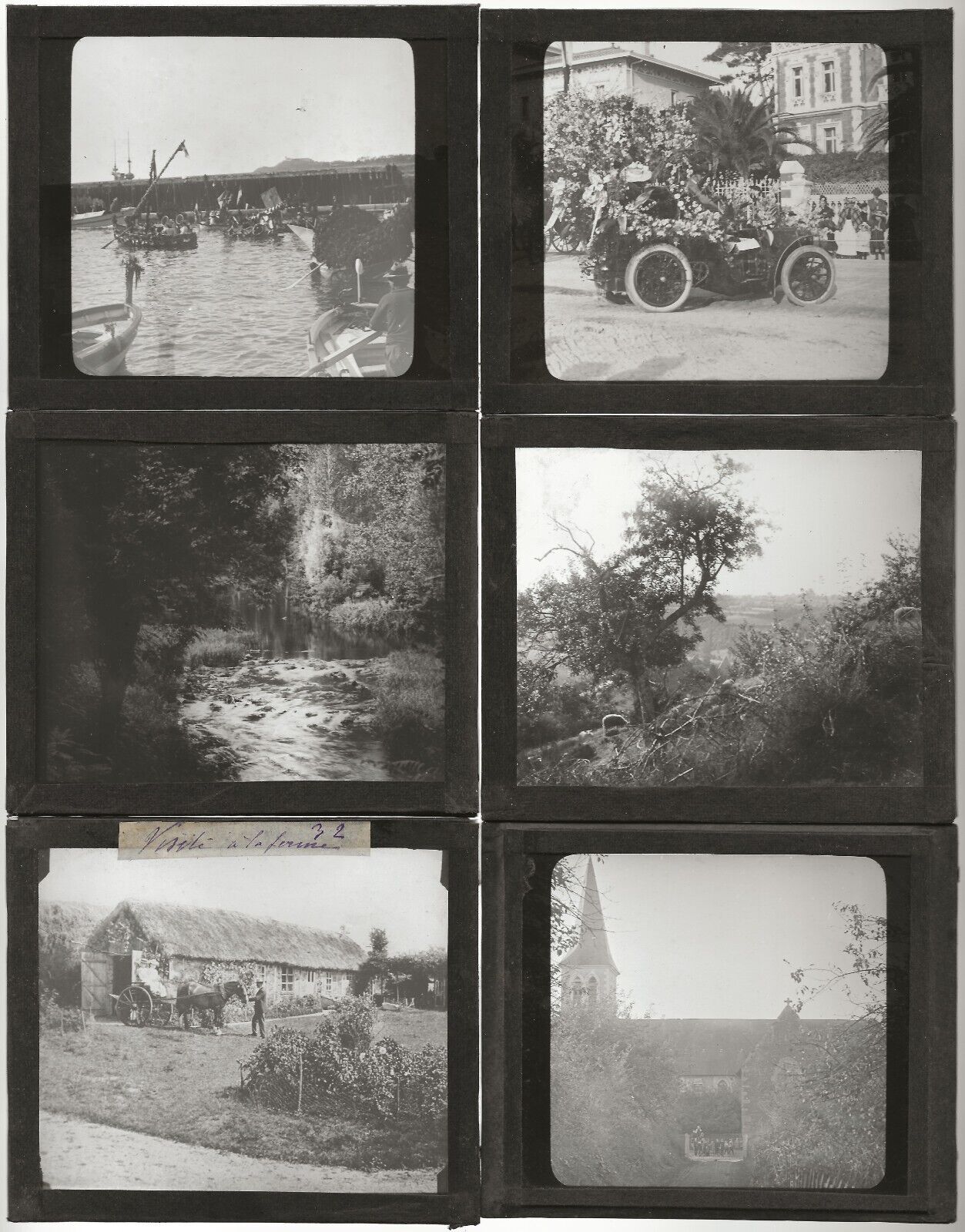 Vie à la campagne, Neuville, photos plaques de verre, lot 10 positifs 8,5x10 cm