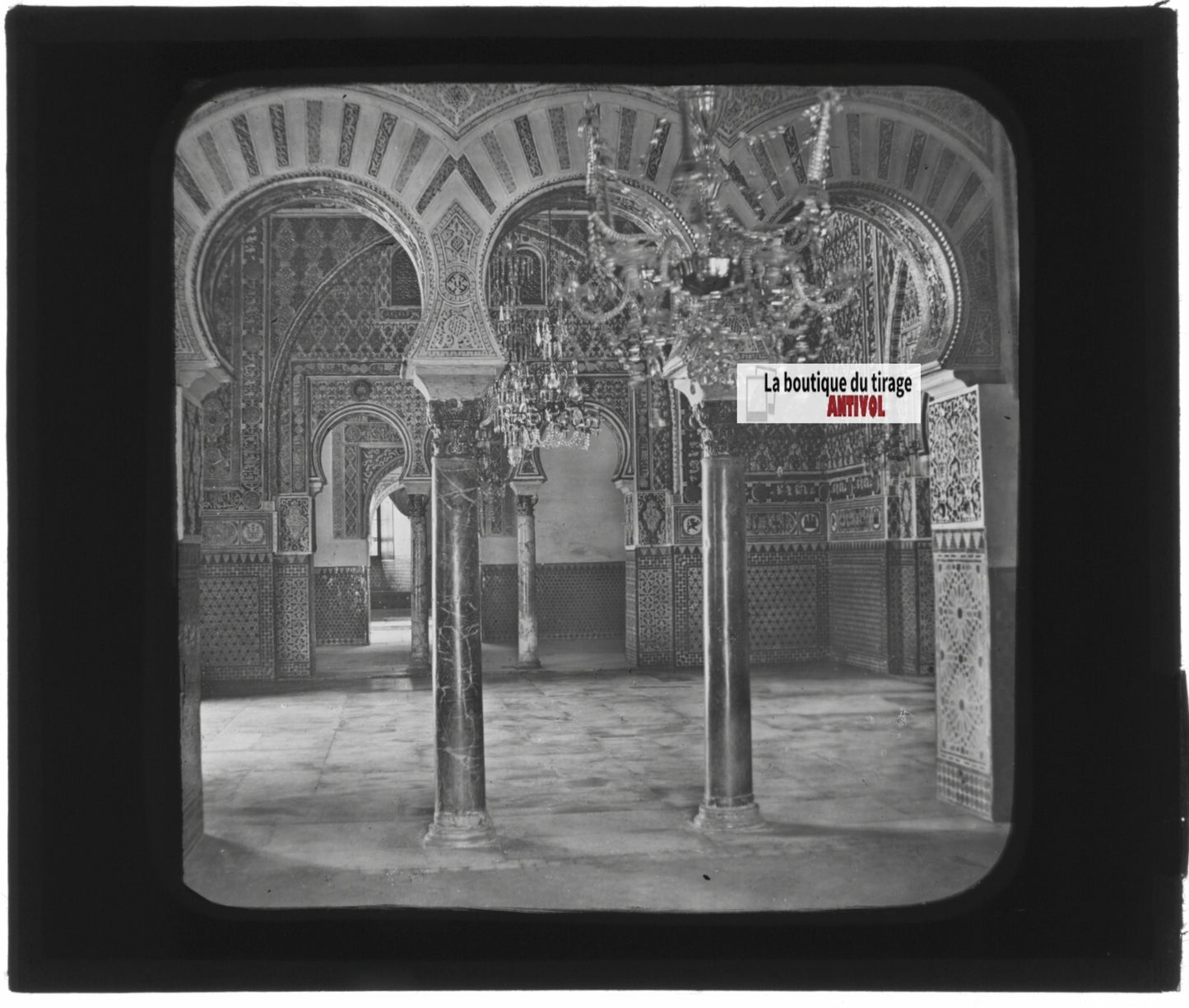 Alcazar, Séville, Espagne, photo ancienne plaque verre, positif 8,5x10 cm