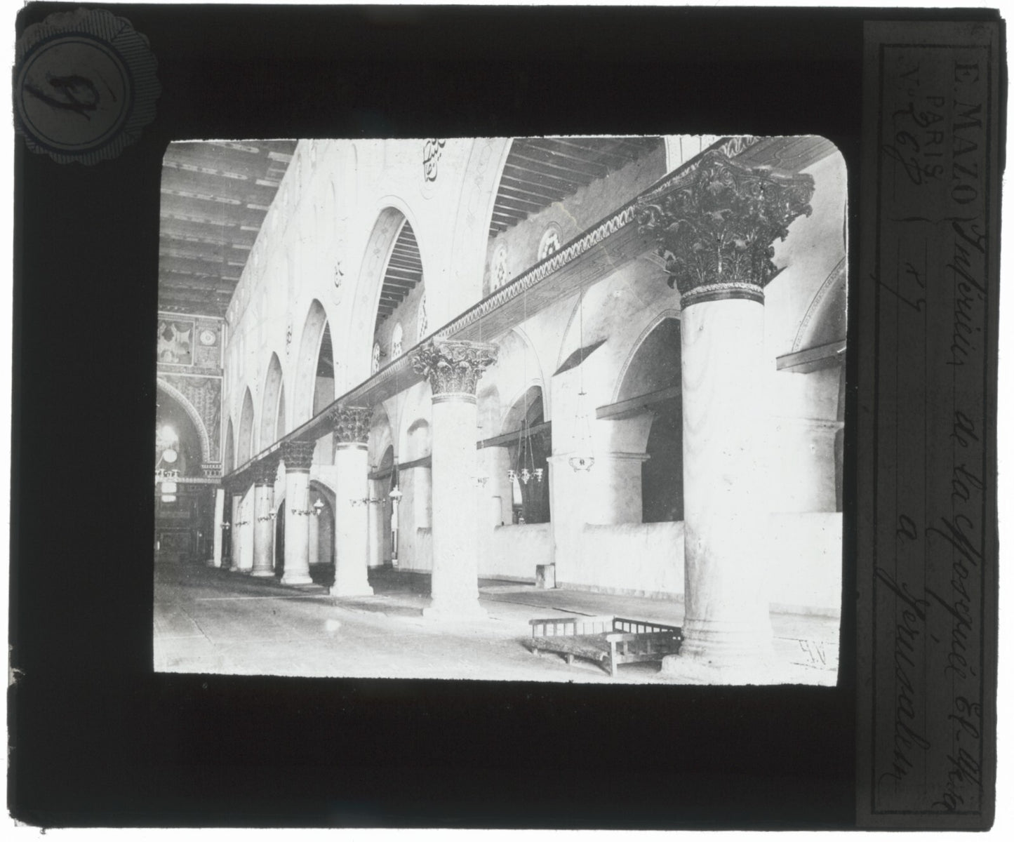 Mosquée al-Aqsa, Jérusalem, photo ancienne plaque de verre, positif 8,5x10 cm