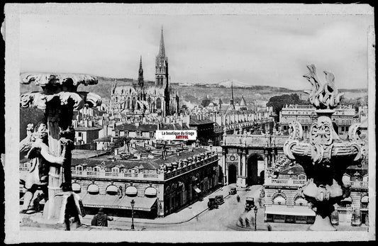 Plaque verre photo, négatif noir & blanc 9x14 cm, place Stanislas Nancy, France