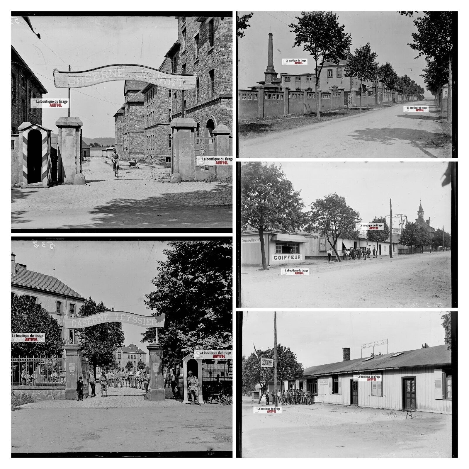 Camp Bitche, soldats guerre, photos plaque de verre, lot de 5 négatifs 13x18 cm