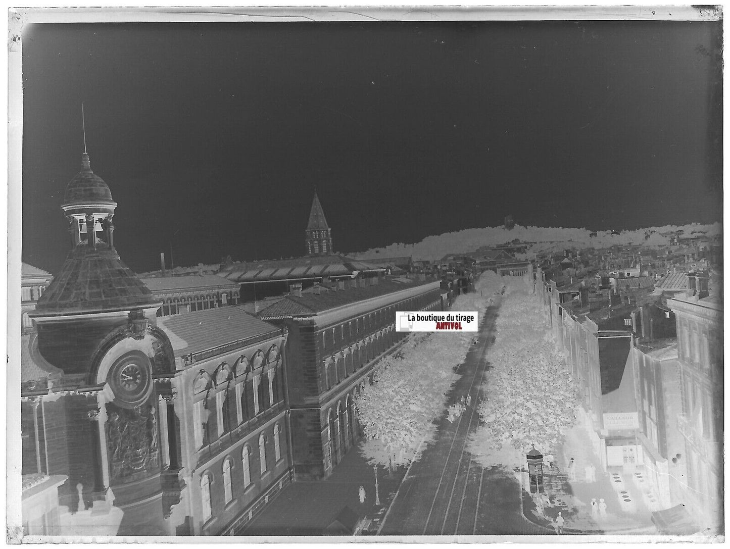 Nîmes, Victor-Hugo, Plaque verre photo ancienne, négatif noir & blanc 9x12 cm