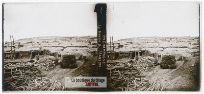 Ravin du Marson, guerre WW1, plaque verre photo ancienne stéréo 6x13 cm