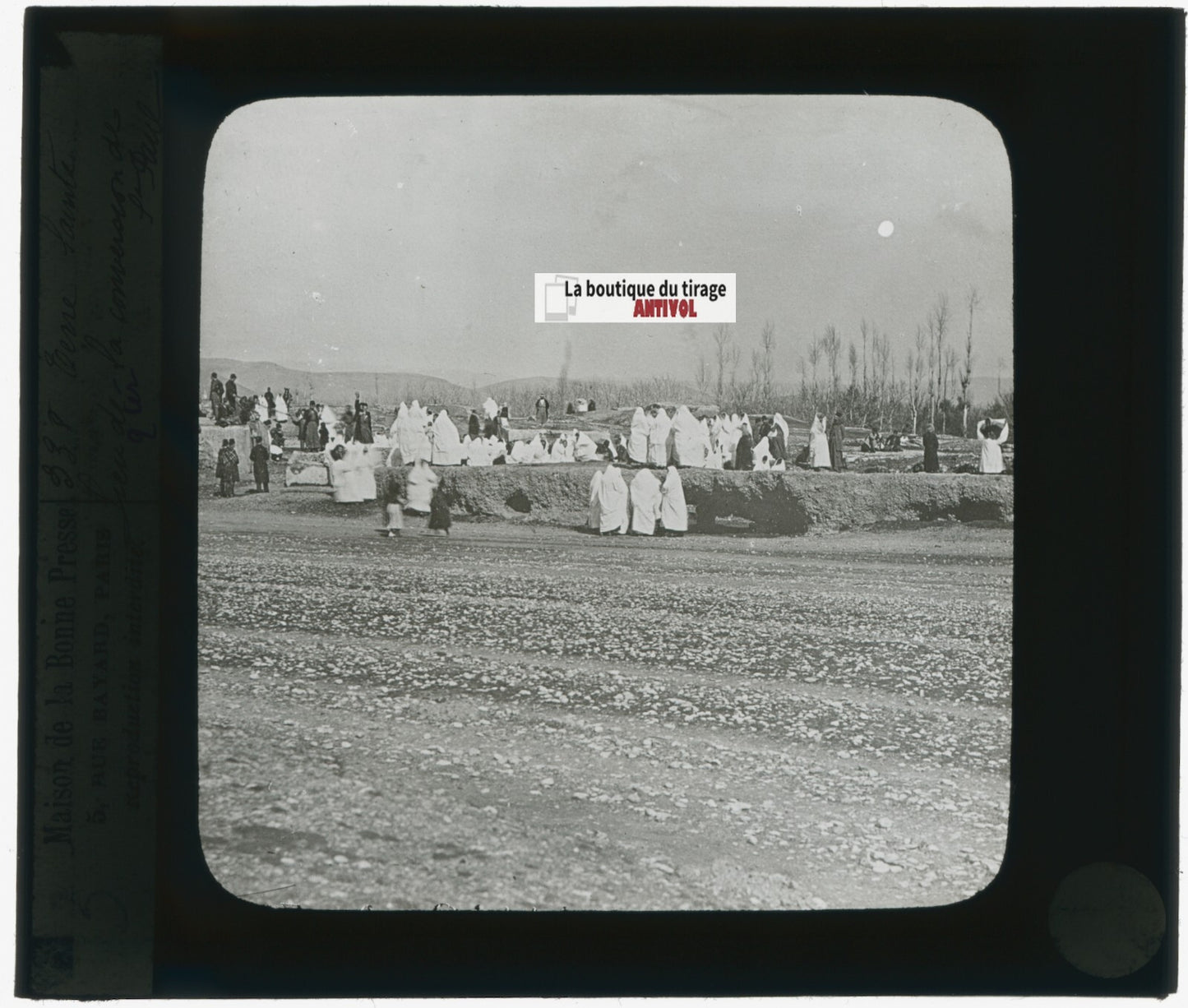 Damas, Syrie, personnages, photo plaque verre, noir & blanc, positif 8,5x10 cm