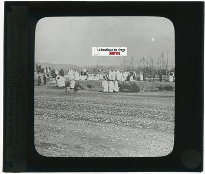 Damas, Syrie, personnages, photo plaque verre, noir & blanc, positif 8,5x10 cm
