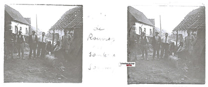Rouvroy-en-Santerre, Plaque verre stéréo, positif noir & blanc 4,5x10,7 cm