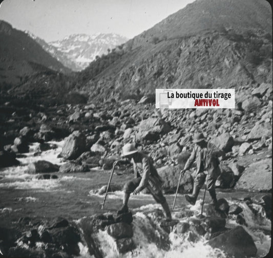 Paysage, Montagne, Maroc, photo ancienne plaque verre, positif 8,5x10 cm