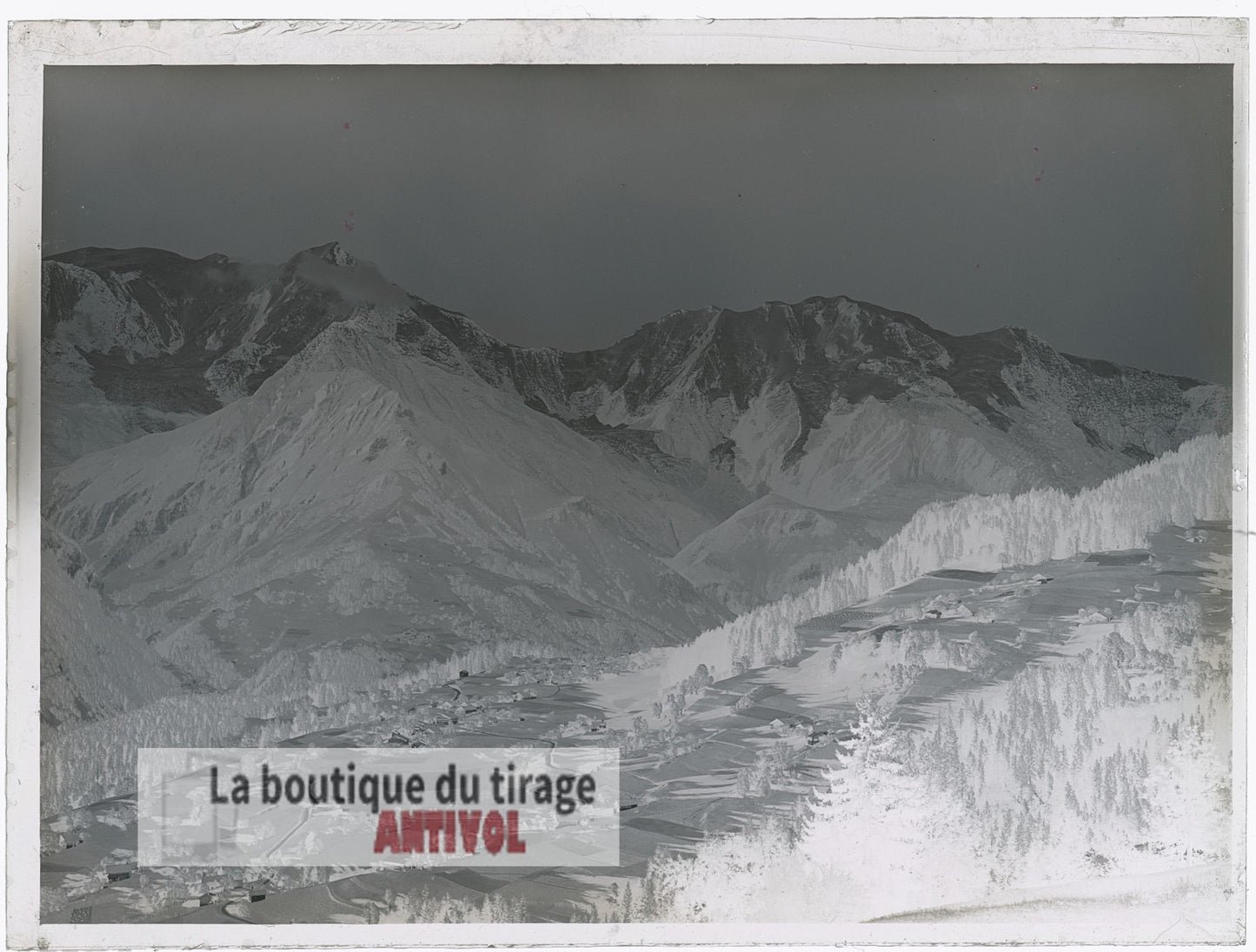 Mont-Blanc, vallée de l’Arve, plaque verre, photo ancienne, négatif 9x12 cm