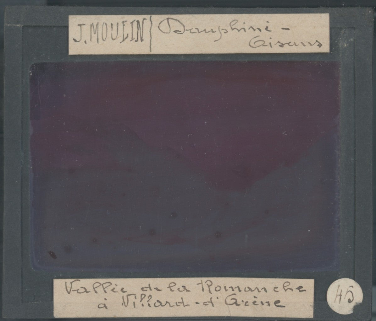 Villar-d’Arêne, Vallée, photo J. Moulin, plaque verre, couleur, 8,5x10 cm