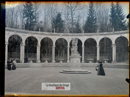 Bosquet de la Colonnade, plaque verre, photo ancienne, négatif 9x12 cm