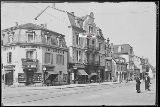 Saint-Louis, ancien commerce, Plaque verre photo, négatif noir & blanc 10x15 cm