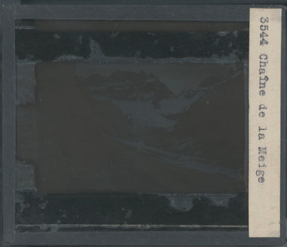 Chaîne de la Meije montagne, photo plaque verre, noir & blanc, positif 8,5x10 cm