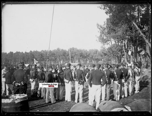 Camp militaire Meucon, Plaque verre photo ancienne, négatif noir & blanc 9x12 cm