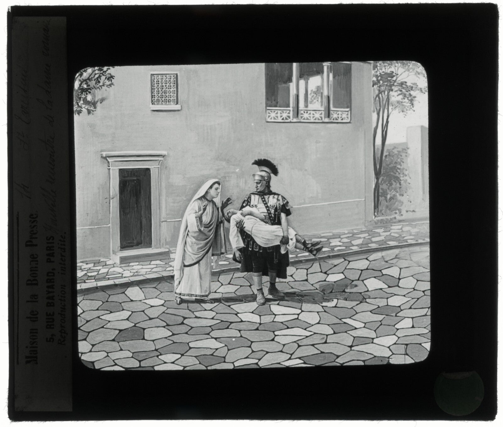 Tarcisius de Rome, Italie, dessin, photo plaque de verre, positif 8,5x10 cm