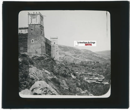 Khenifra, Maroc, Casbah, photo ancienne plaque de verre, positif 8,5x10 cm