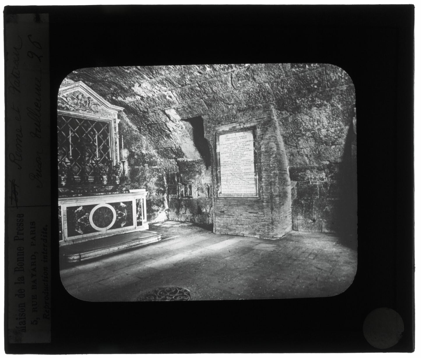 La Prison Romaine, Rome, photo ancienne plaque de verre, positif 8,5x10 cm