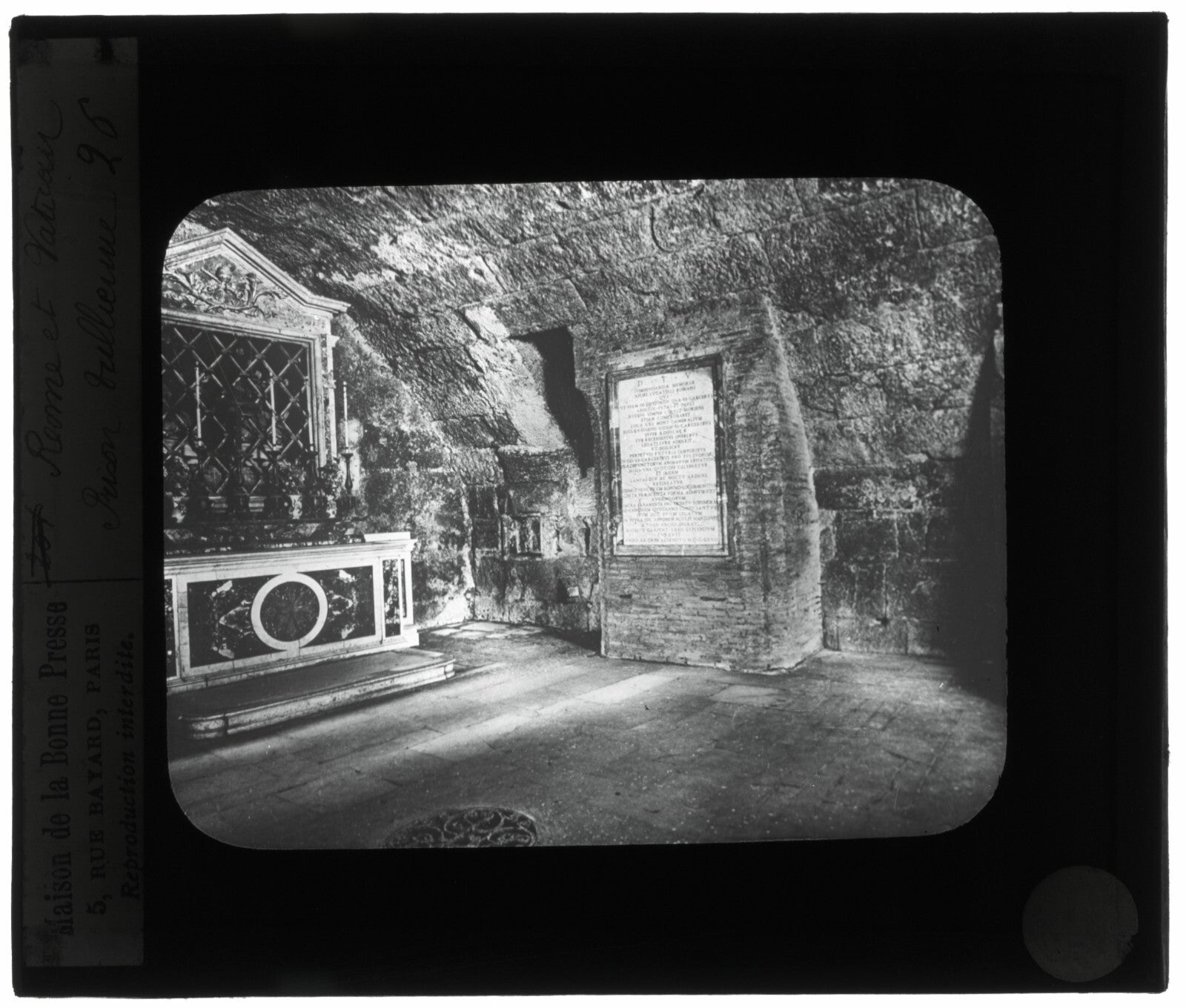 La Prison Romaine, Rome, photo ancienne plaque de verre, positif 8,5x10 cm