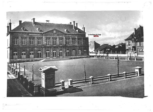 Plaque verre photo ancienne positif noir & blanc 13x18 cm Etain Hôtel de Ville