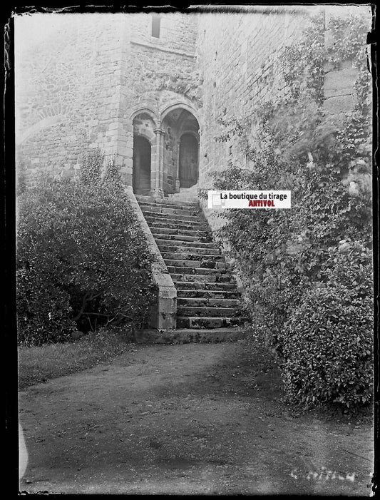 Château Montmuran, Nitsch, Plaque verre photo, négatif noir & blanc 9x12 cm