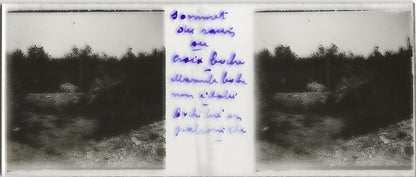 Ravin Sec, guerre, Plaque verre photo stéréo, positif noir & blanc 4,5x10,7 cm