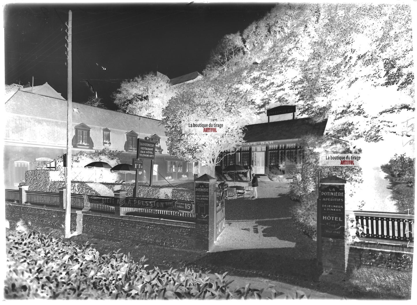 Plaque verre photo ancienne négatif noir et blanc 13x18 cm Puys Dieppe Potinière