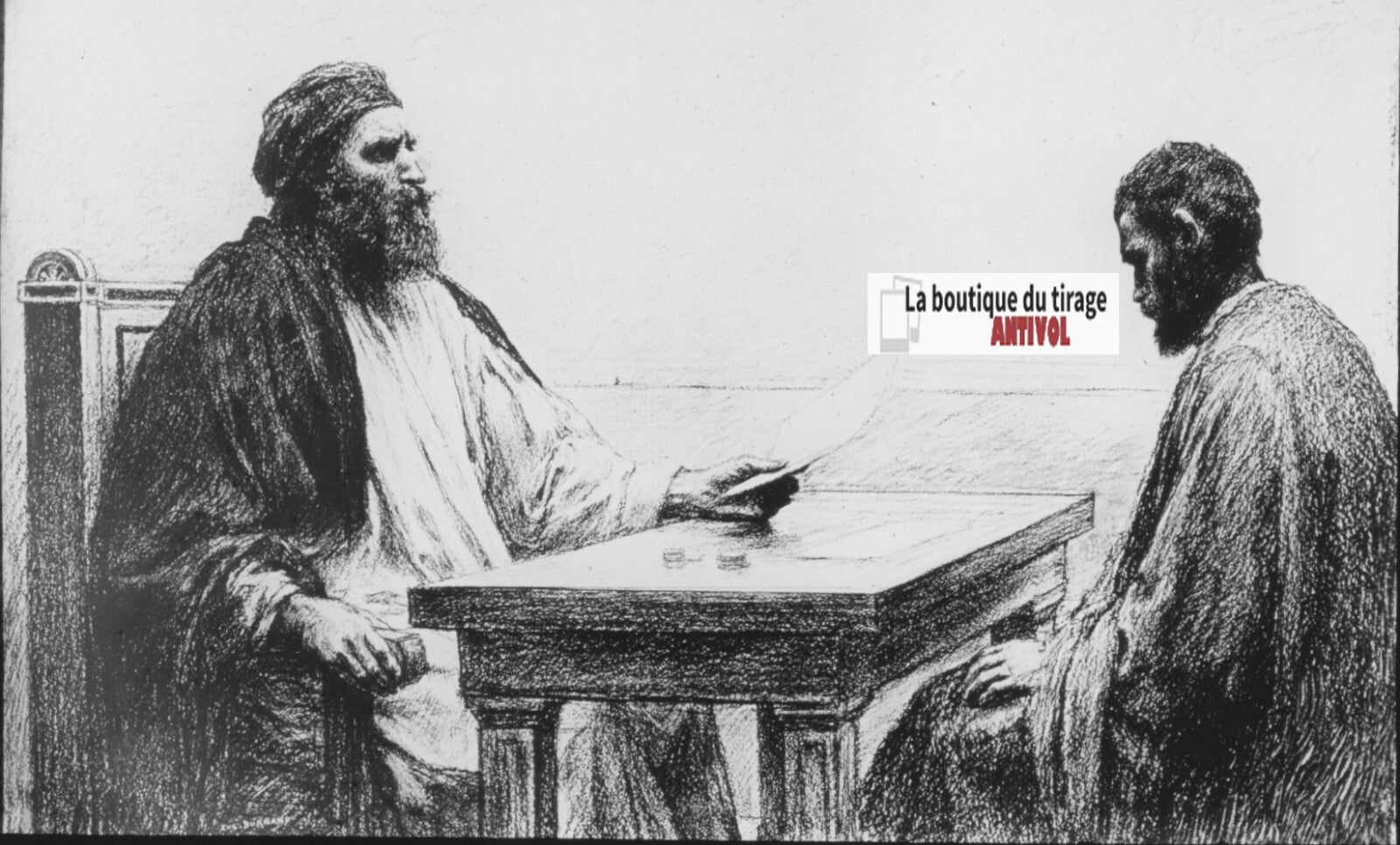 Luc, scène religieuse, dessin peinture plaque de verre, positif 8,5x10 cm