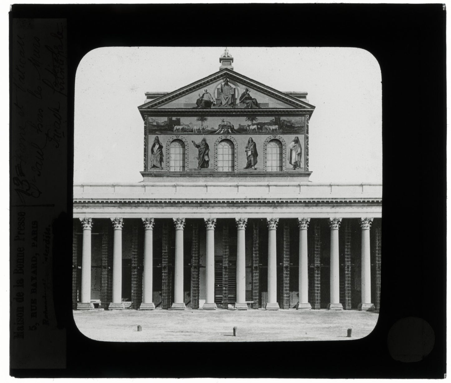 Basilique Saint-Paul-Hors-Les-Murs, Rome, photo plaque verre, positif 8,5x10 cm