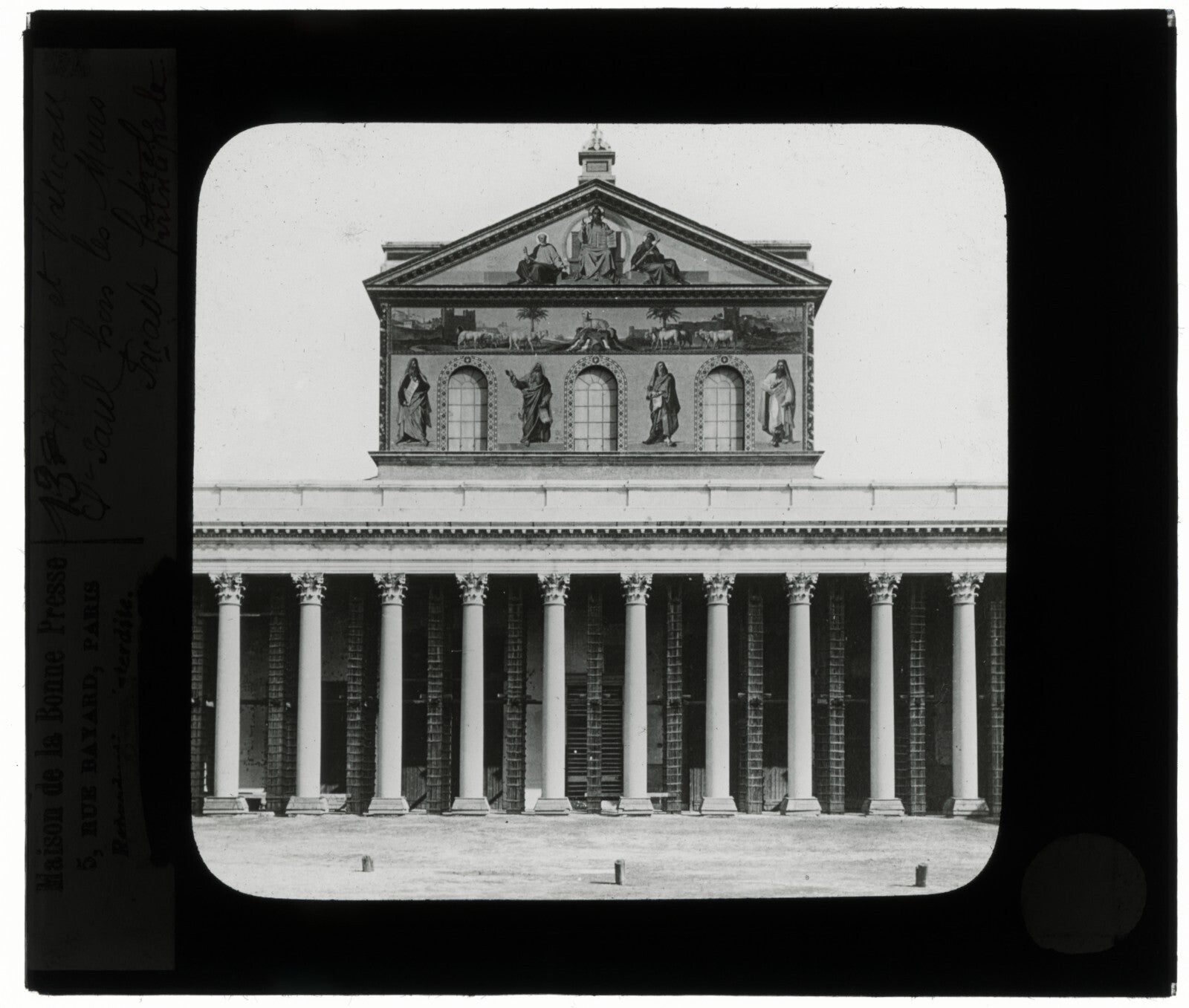 Basilique Saint-Paul-Hors-Les-Murs, Rome, photo plaque verre, positif 8,5x10 cm