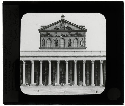 Basilique Saint-Paul-Hors-Les-Murs, Rome, photo plaque verre, positif 8,5x10 cm