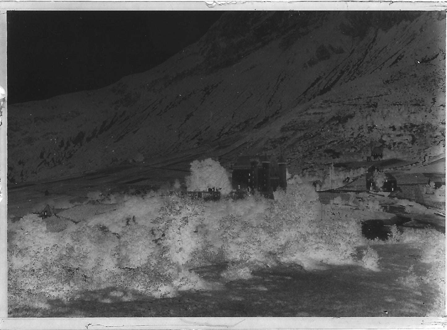 Plaque verre photo ancienne négatif 6x9 cm village ancien Culoz, glass plate 