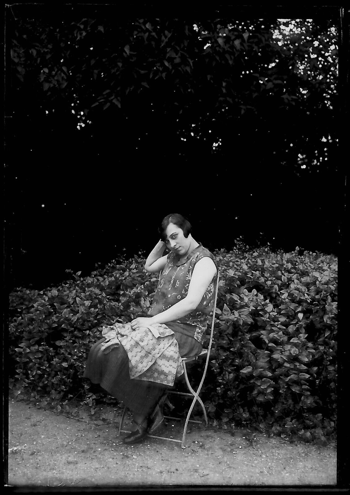 Plaque verre photo négatif noir et blanc 6x9 cm portrait femme glass plate 