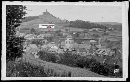 Plaque verre photo ancienne, négatif noir & blanc 9x14 cm, Dabo village France