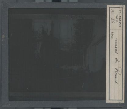 Reims, guerre bombardement, photo plaque verre, noir & blanc, positif 8,5x10 cm