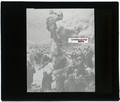 Vie du Christ, L’Ascension, photo ancienne plaque verre, noir & blanc, 8,5x10 cm