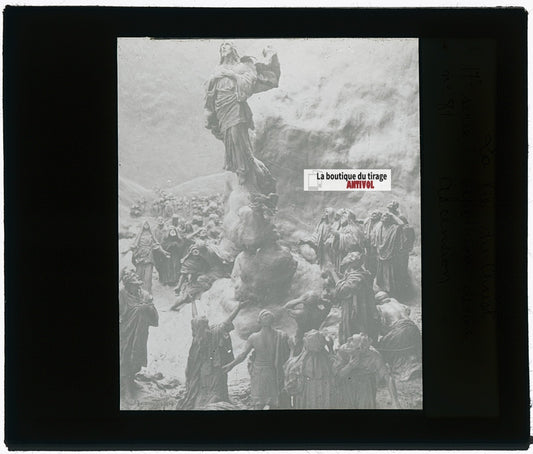 Vie du Christ, L’Ascension, photo ancienne plaque verre, noir & blanc, 8,5x10 cm
