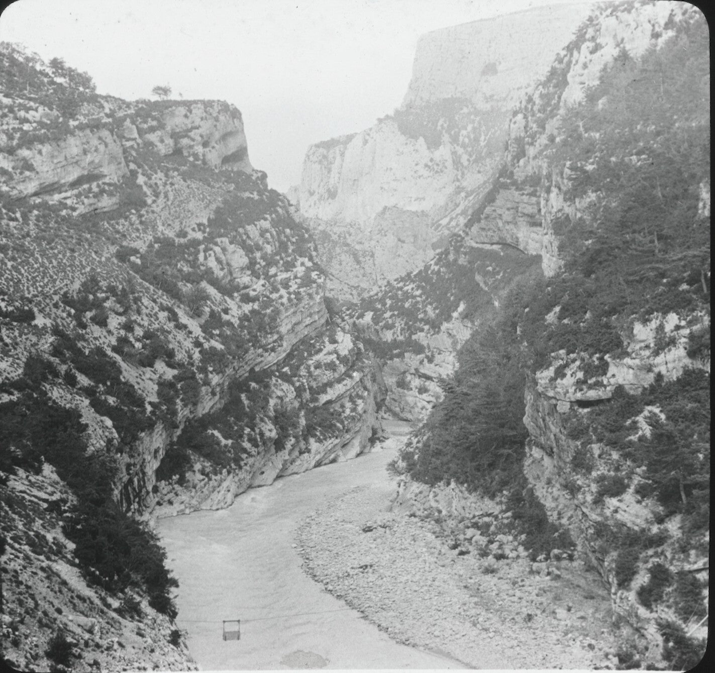 Gorges du Verdon, Rougon, photo ancienne plaque de verre, positif 8,5x10 cm