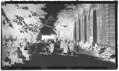 Châtel-Guyon centre, Plaque verre photo ancienne, négatif noir & blanc 6x11 cm