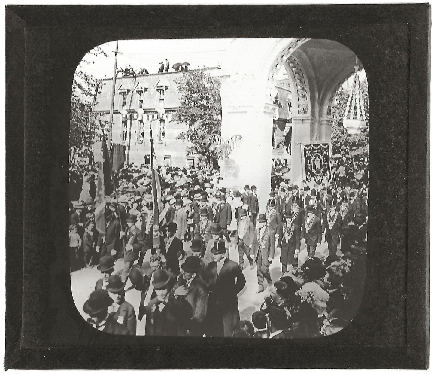 Ouvriers, Canada Congrès Montréal, photo plaque de verre, positif 8,5x10 cm