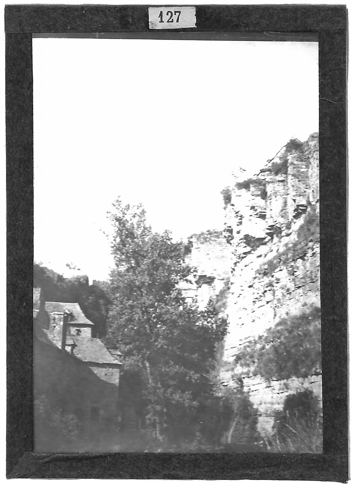 Plaque verre photo ancienne positif noir et blanc 6x9 cm Cévennes montagne 