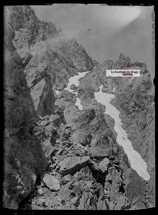 Plaque verre photo ancienne négatif noir et blanc 6x9 cm Balaïtous Pyrénées - La Boutique Du Tirage 