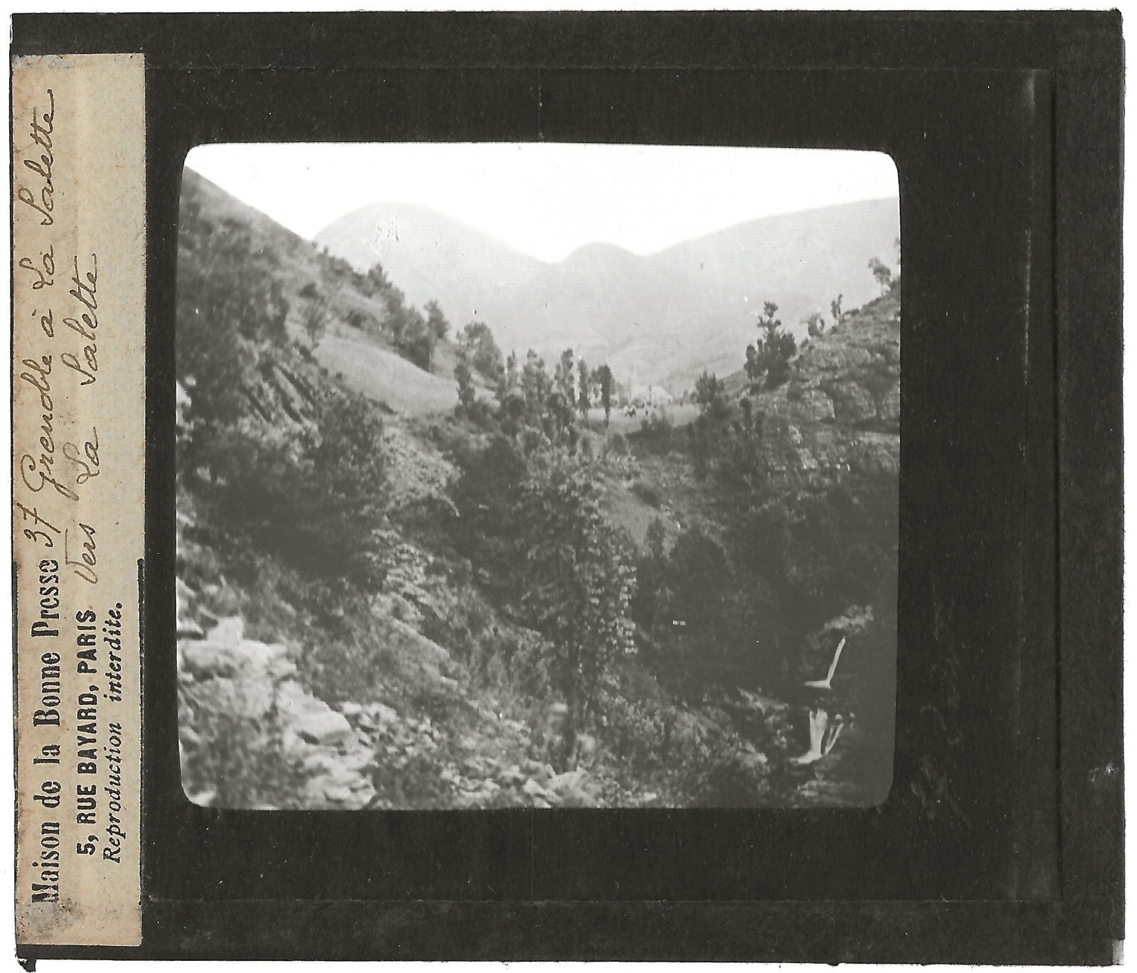 Vers La Salette-Fallavaux, photo ancienne plaque verre, positif 8,5x10 cm