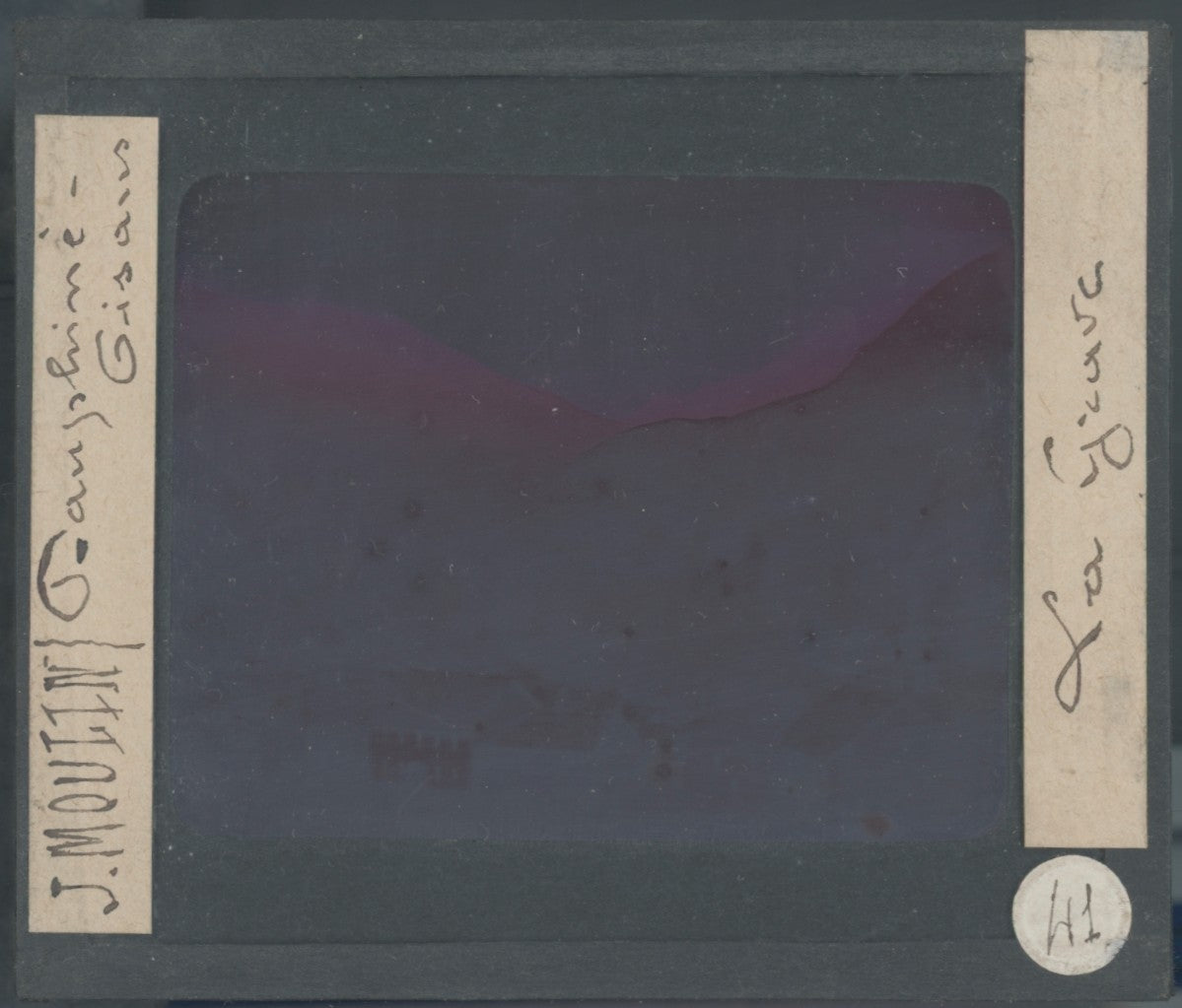 La Grave village, photo J. Moulin, plaque verre, couleur, positif 8,5x10 cm